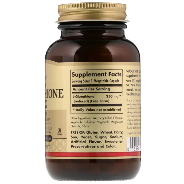 Вільний L-глутатіон (Reduced L-Glutathione), Solgar, 250 мг 60 капсул