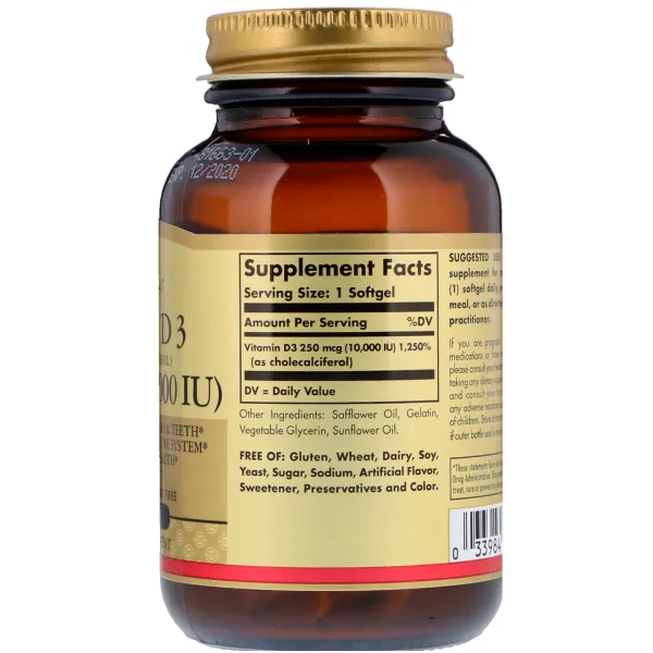 Вітамін D3 холекальциферол (Vitamin D3 Cholecalciferol) 10000 МО 120 капсул