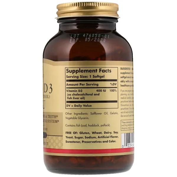 Вітамін D3 (Vitamin D3) 400 МО 250 капсул