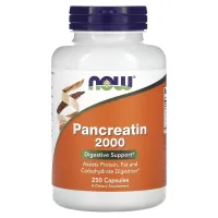 Панкреатин (Pancreatin), Now Foods, 2000 мг 250 капсул