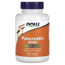 Панкреатин (Pancreatin), Now Foods, 2000 мг 250 капсул