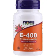 Витамин E-400 со смешанными токоферолами, Now Foods, 400 МЕ, 50 капсул