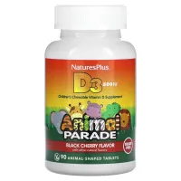 Вітамін D3 зі смаком чорної вишні, без цукру (Vitamin D3, Animal Parade) 500 МО 90 цукерок