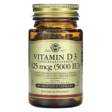 Вітамін D3 (Vitamin D3), Solgar, 5000 МО 60 капсул