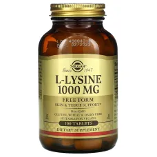Л-Лізин (L-Lysine), Solgar, 1000 мг 100 таблеток