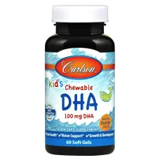 Рыбий жир для детей (Kids Chewable DHA) 100 мг со вкусом апельсина 60 капсул