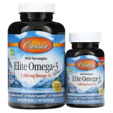 Рыбий жир с Oмега-3 (Elite omega-3) 1600 мг 90+30 капсул со вкусом лимона
