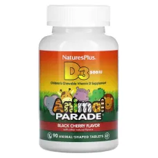 Витамин D3 с сахаром и вкусом черной вишни (Vitamin D3 Animal Parade) 500 МЕ 90 конфет