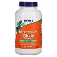 Магній цитрат, Magnesium Citrate, Now Foods, 180 гелевих капсул
