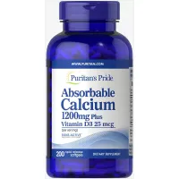 Кальцій та вітамін Д3 Absorbable Calcium with Vitamin D3 1200 мг/1000 МО 200 капсул