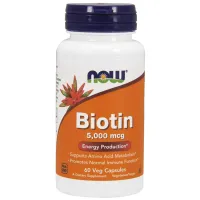 Біотин (Biotin), NOW Foods, 5000 мкг 60 капсул