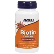 Биотин (Biotin), NOW Foods, 5000 мкг 60 капсул