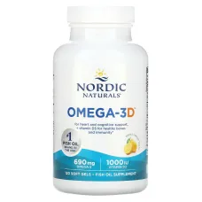 Риб'ячий жир Омега-3Д (Omega-3D) 1000 мг 120 капсул зі смаком лимона