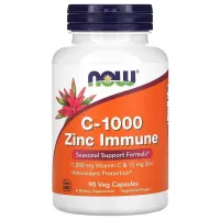 Вітамін С та цинк для імунітету, C-1000 Zinc Immune, Now Foods, 90 капсул