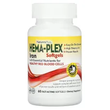 Вітамінно-мінеральний комплекс з залізом Hema-Plex, Iron, Natures Plus, 60 капсул