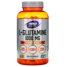 L-глютамін, L-Glutamine, Now Foods, Sports, подвійна сила, 1000 мг 240 капсул
