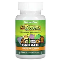 Суперфуд для детей, Kid Greenz, Nature's Plus, Animal Parade, вкус тропических фруктов, 90 жевательных таблеток