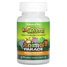 Суперфуд для детей, Kid Greenz, Nature's Plus, Animal Parade, вкус тропических фруктов, 90 жевательных таблеток