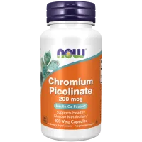 Хром піколінат (Chromium picolinate), NOW Foods, 200 мкг 100 капсул