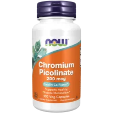 Хром піколінат (Chromium picolinate), NOW Foods, 200 мкг 100 капсул