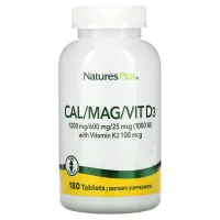 Кальцій, магній та вітамін D3, з вітаміном K2 (Cal/Mag/Vit D3, Vitamin K2) 300 мг/150 мг/250 МО 180 таблеток