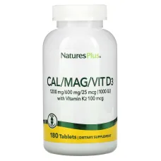  Кальций, магний и витамин D3, с витамином K2 (Cal/Mag/Vit D3, Vitamin K2) 300 мг/150 мг/250 МЕ 180 таблеток