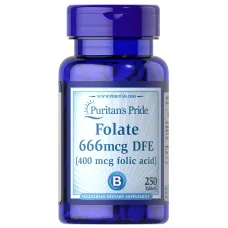 Фолиевая кислота (Folic acid), Puritan's Pride, 400 мкг 250 таблеток