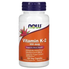 Витамин K2 (Vitamin K2), Now Foods, 100 мкг 100 капсул