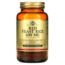 Червоний дріжджовий рис (Red Yeast Rice), Solgar, 600 мг 120 капсул