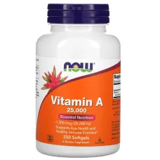 Витамин A (Vitamin A), NOW Foods, 25000 МЕ 250 капсул