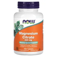 Цитрат магния (Magnesium Citrate), Now Foods, 200 мг 100 таблеток