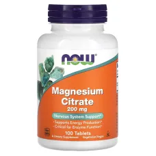 Цитрат магнію (Magnesium Citrate), Now Foods, 200 мг 100 таблеток
