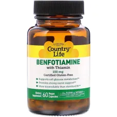 Бенфотиамин c тиамином, Benfotiamine, Country Life, 150 мг, 60 капсул