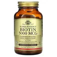 Біотин (Biotin), Solgar, 5000 мкг 100 капсул