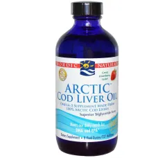 Риб'ячий жир рідкий з печінки арктичної тріски (Cod Liver Oil) 237 мл зі смаком полуниці