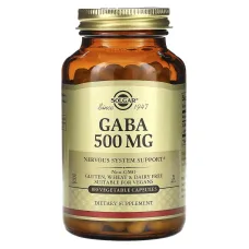 ГАМК, Гамма-аміномасляна кислота, GABA, Solgar, 500 мг, 100 капсул