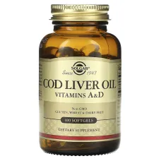 Вітаміни А та D3 з печінки тріски (Vitamins A and D3 cod liver oil) 1250 МО/135 МО 100 капсул