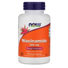 Ниацинамид (Niacinamide), NOW Foods, 500 мг 100 капсул
