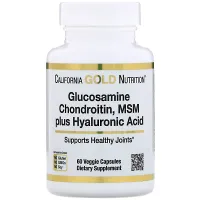 Глюкозамин, Хондроитин, МСМ и Гиалуроновая кислота (Glucosamine Chondroitin, MSM plus Hyaluronic Acid) 60 капсул
