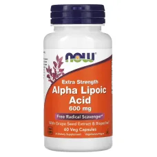 Альфа-ліпоєва кислота (Alpha-lipoic acid), NOW Foods, 600 мг 60 капсул