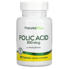 Метилфолат, Folic Acid, Nature's Plus, 800 мкг, 90 таблеток