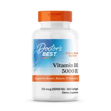 Вітамін D3 (Vitamin D3), Doctor's Best, 5000 МО 360 капсул