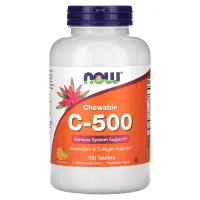 Вітамін С, Chewable C-500, NOW Foods, 100 жувальних таблеток зі смаком апельсину