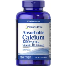 Кальцій та вітамін Д3 Absorbable Calcium with Vitamin D3 1200 мг/1000 МО 100 капсул