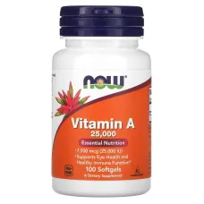 Витамин A (Vitamin A), NOW Foods, 25000 МЕ 100 капсул