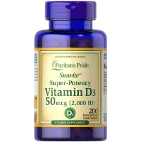 Витамин Д3 (Vitamin D3), Puritan's Pride, 2000 МЕ 200 капсул
