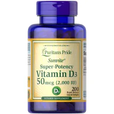 Вітамін D3 (Vitamin D3), Puritan's Pride, 2000 МО 200 капсул