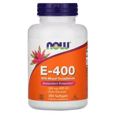 Витамин E-400 со смешанными токоферолами, Now Foods, 400 МЕ, 250 капсул