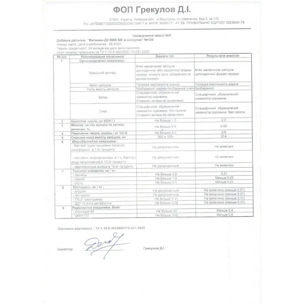 Вітамін D3 (Vitamin D3) 5000 МО 120 капсул