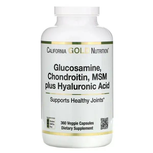 Глюкозамін, Хондроїтин, МСМ та Гіалуронова кислота (Glucosamine Chondroitin, MSM plus Hyaluronic Acid) 60 капсул